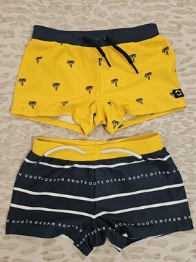 Mayoral Yellow/ Navy Palm Print Swim Shorts Set Sz 3